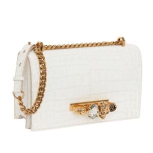 ALEXANDER MCQUEEN WOMANS JEWELLED SATCHEL IN DEEP LVORY