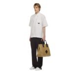 MCM REVERSIBLE DIAMOND TOTE IN CANVAS LEATHER MIX BEIGE