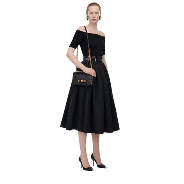 ALEXANDER MCQUEEN WOMANS MINI JEWELLED SATCHEL IN BLACKGOLD