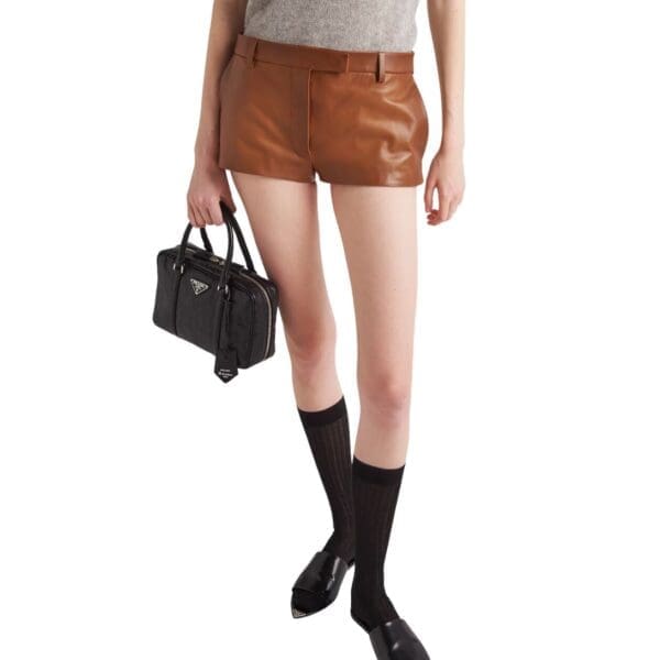 PRADA NAPPA LEATHER SHORTS