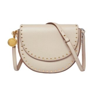 STELLA MCCARTNEY FRAYME STUDDED GRAINY ALTER MAT MEDIUM FLAP SHOULDER BAG