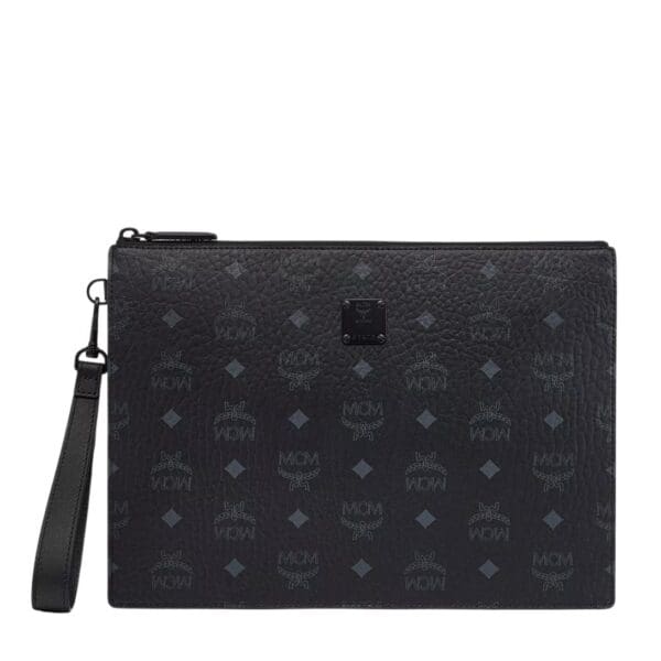 Enter the realm of refined elegance with the medium-sized zip pouch, a consummate clutch that seamlessly marries maximalist form with real-world functionality. Crafted with meticulous attention to detail, this accessory stands as a testament to the enduring allure of signature Visetos monogram canvas and sumptuous nappa leather. Measuring approximately 2.0 x 11.8 x 8.5 inches, this zip pouch strikes the perfect balance between spaciousness and sleekness, offering ample room for your essentials while maintaining a sophisticated silhouette that exudes timeless charm. The detachable leather wristlet strap, with a strap drop of 7.9 inches, provides hands-free wear, allowing for effortless transitions from day to night with ease and grace. Exemplifying the brand's commitment to quality craftsmanship, this zip pouch features the iconic MCM logo plate, a symbol of prestige and excellence. The zip closure ensures the security of your belongings while maintaining easy accessibility, providing peace of mind as you navigate your day. Inside, the pouch boasts an interior zip pocket, thoughtfully designed to keep your valuables organized and within reach. The nylon lining adds a touch of luxury while providing durability and protection for your belongings, ensuring they remain pristine throughout your journeys. Crafted from the finest materials, including Visetos monogram canvas and nappa leather trim, this zip pouch exudes sophistication and refinement. Matte black metal hardware accents the pouch's aesthetic with a modern edge, elevating its allure to new heights. Handcrafted with care in South Korea, each zip pouch is a testament to meticulous craftsmanship and dedication to excellence, promising a seamless fusion of style and functionality. Whether used as a standalone accessory or as part of a larger ensemble, this pouch is sure to make a statement, exuding timeless elegance and effortless sophistication wherever you go.