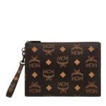 MCM AREN WRISTLET ZIP POUCH IN MAXI VISETOS BLACK