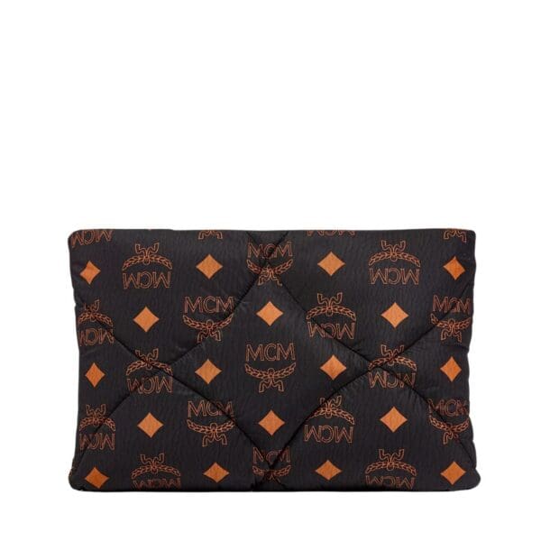 MCM LARGE AREN QUILTED POUCH IN MAXI MONOGRAM NYLON BLACK