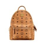 MCM MINI STARK SIDE STUDS BACKPACK IN VISETOS COGNAC