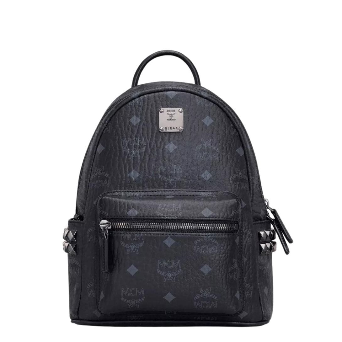 MCM MINI STARK SIDE STUDS BACKPACK IN VISETOS BLACK