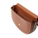 STELLA MCCARTNEY FRAYME STUDDED GRAINY ALTER MAT MEDIUM FLAP SHOULDER BAG