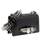 ALEXANDER MCQUEEN WOMANS THE BIKER STUDDED MINI JEWELLED SATCHEL IN BLACK