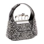 ALEXANDER MCQUEEN WOMENS THE JEWELLED HOBO MINI BAG IN BLACK