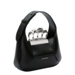 ALEXANDER MCQUEEN WOMENS THE JEWELLED HOBO MINI BAG IN BLACK