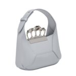 ALEXANDER MCQUEEN WOMENS THE JEWELLED HOBO MINI BAG IN GRAY