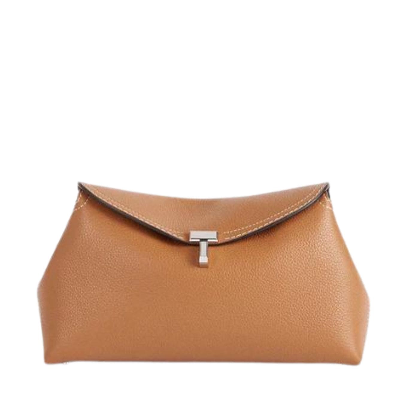 LA GARCONNE T-LOCK CLUTCH — TAN