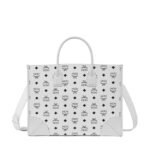 MCM LARGE MÜNCHEN TOTE IN VISETOS WHITE