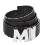 MCM CLAUS M REVERSIBLE BELT 1.75" IN VISETOS BLACK/SILVER