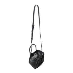 PROENZA EXTRA SMALL RUCHED TOTE IN PERFORATED LEATHER BLACK