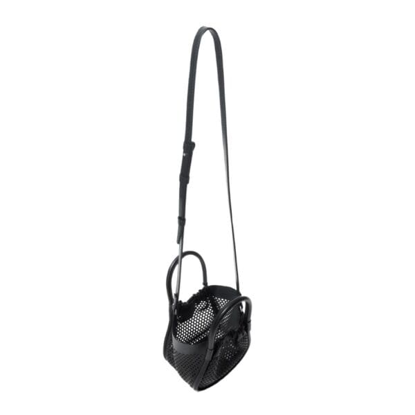 PROENZA EXTRA SMALL RUCHED TOTE IN PERFORATED LEATHER BLACK