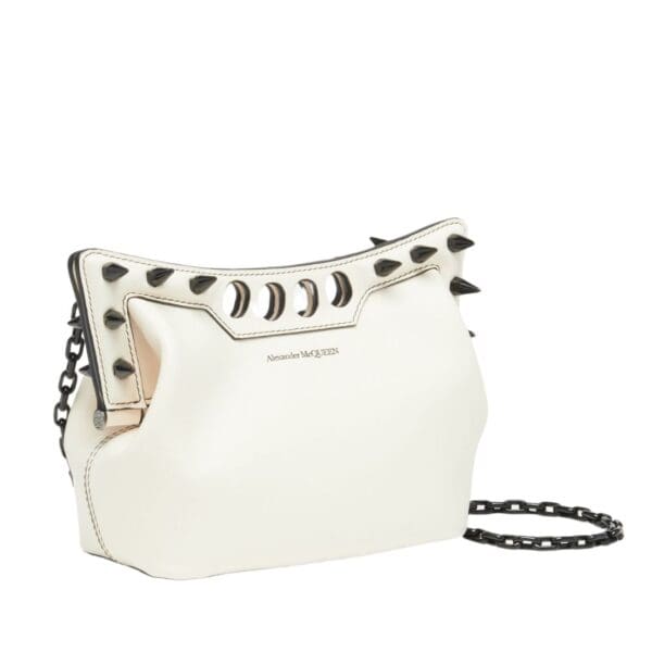 ALEXANDER MCQUEEN WOMENS THE PEAK BAG MINI WITH CHAIN IN SOFT LVORY