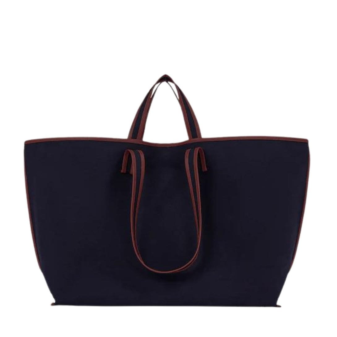 LA GARCONNE KASSL CANVAS TOTE — NAVY / OIL BORDEAUX