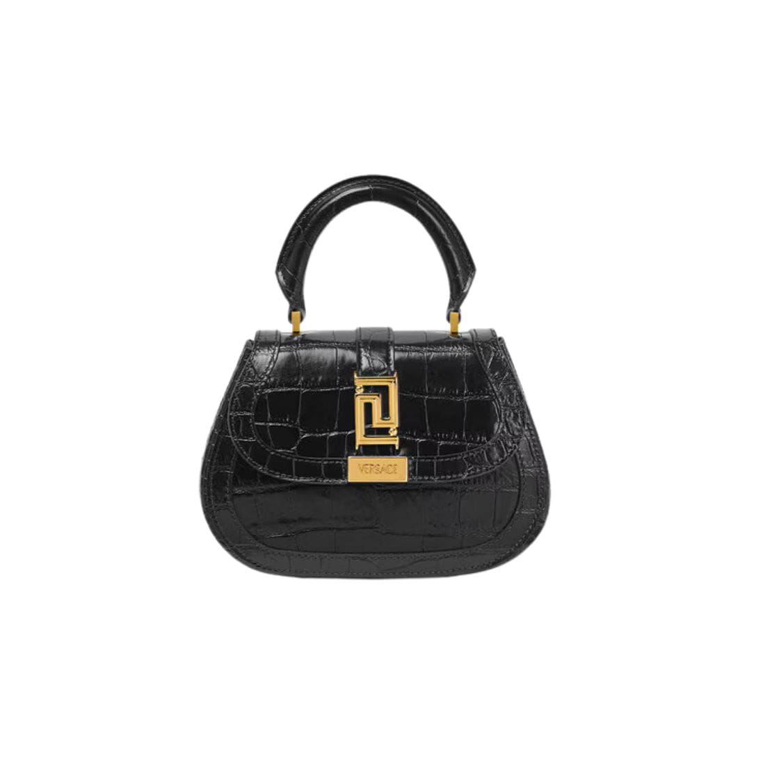 VERSACE CROC-EFFECT GRECA GODDESS MINI BAG