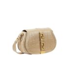 VERSACE CROC-EFFECT GRECA GODDESS SHOULDER BAG