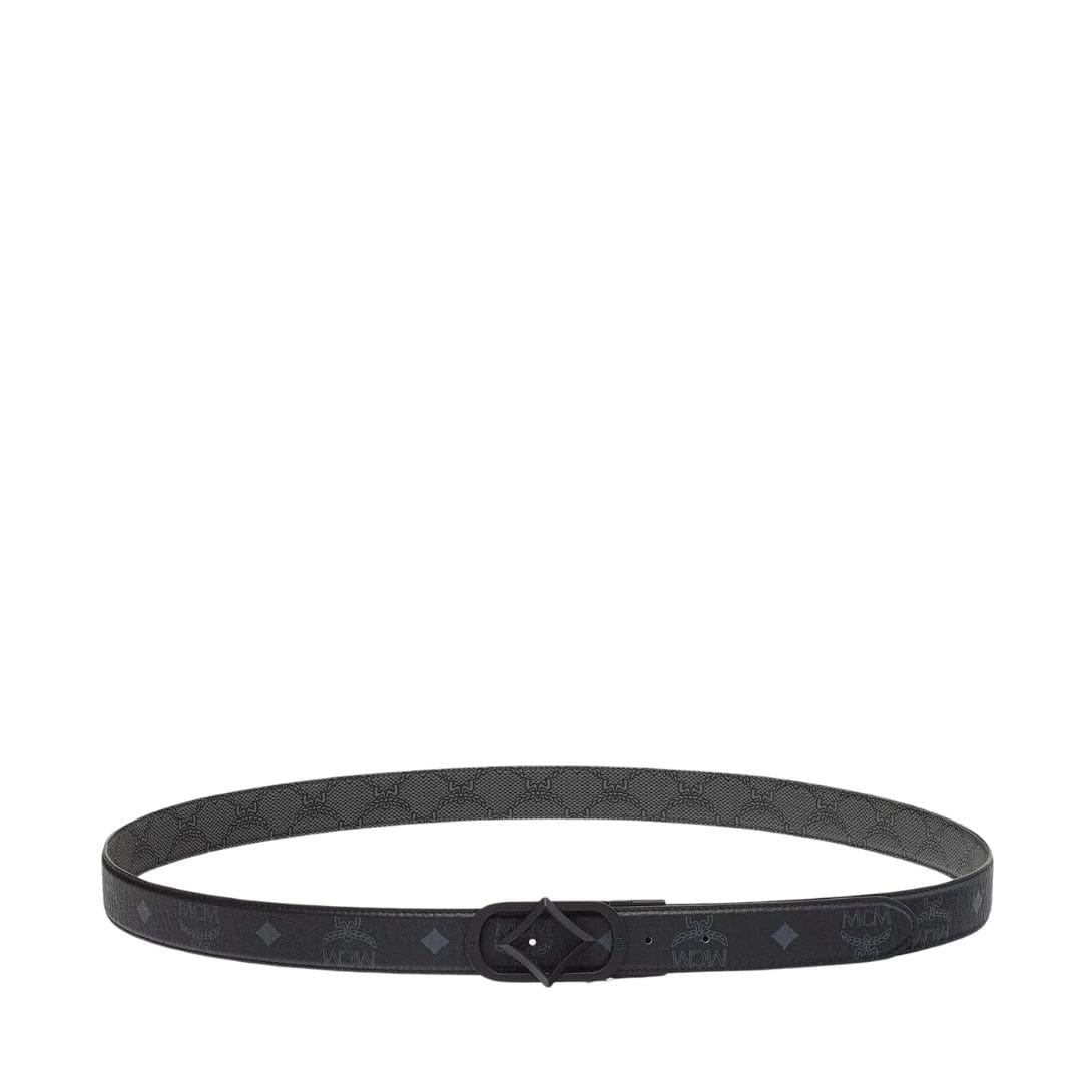 MCM DIAMOND BUCKLE REVERSIBLE MONOGRAM BELT BLACK