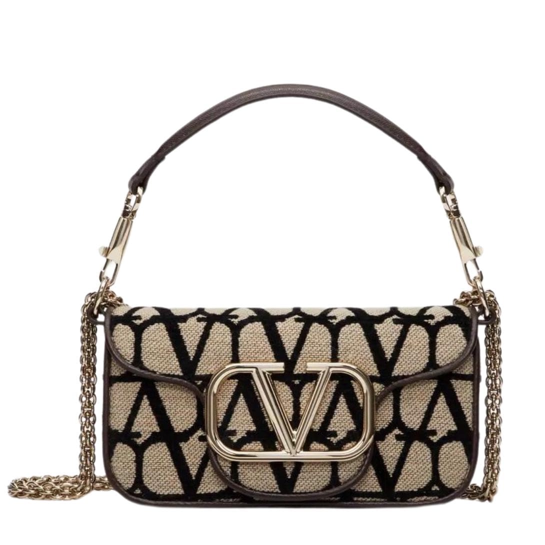 SMALL VALENTINO GARAVANI LOCÒ TOILE ICONOGRAPHE SHOULDER BAG