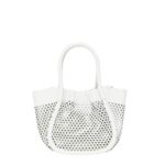 PROENZA EXTRA SMALL RUCHED TOTE IN PERFORATED LEATHER OPTIC WHITE