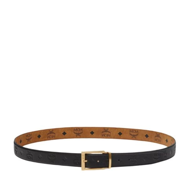 MCM AREN REVERSIBLE BELT 1.3” IN EMBOSSED MONOGRAM LEATHER BLACK