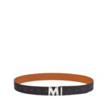 MCM CLAUS STUDDED M REVERSIBLE BELT 1.75” IN VISETOS BLACK