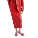PRADA NAPPA LEATHER SKIRT IN RED