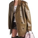 PRADA DOUBLE BREASTED LEATHER COAT