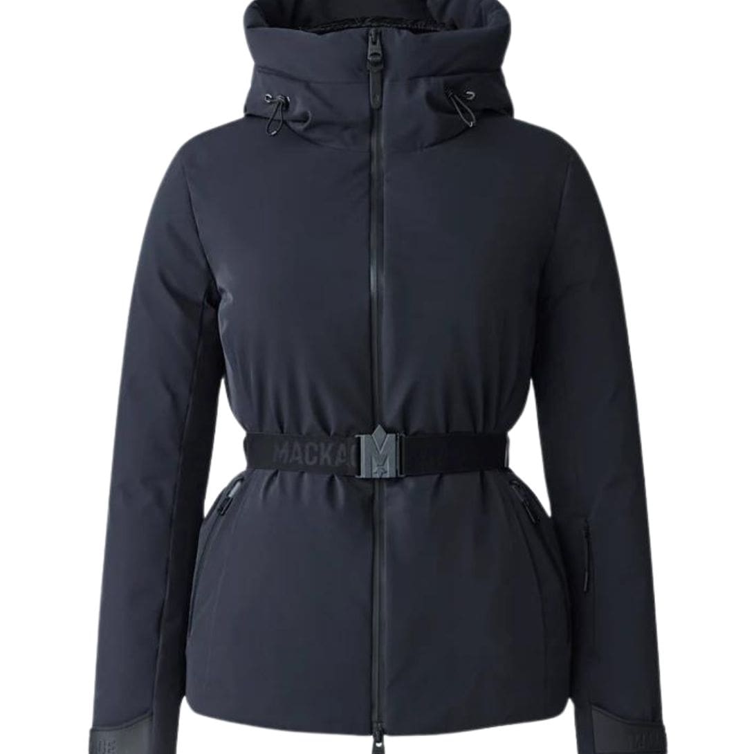 mackage krystal agile-360 belted down ski jacket with hood