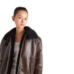 PRADA OVERSIZED SHEARLING JACKET IN COFFEE BLACK