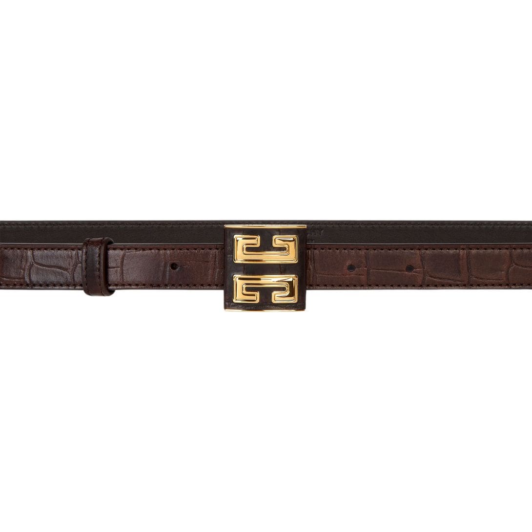 GIVENCHY 4G BELT IN CROCODILE EFFECT LEATHER WALNUT BROWN