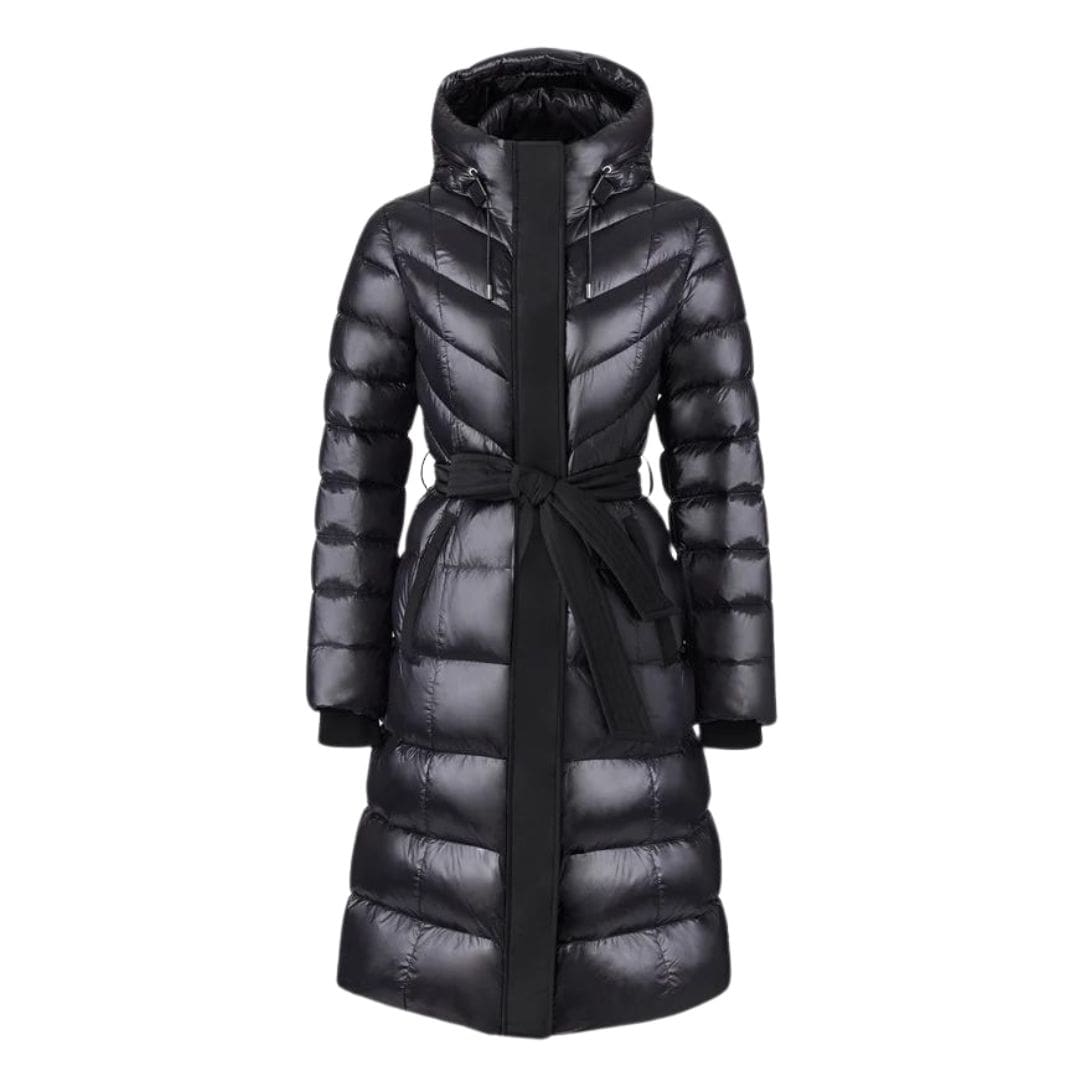 MACKAGE CORALIA LIGHT DOWN COAT WITH HOOD AND SASH BELT