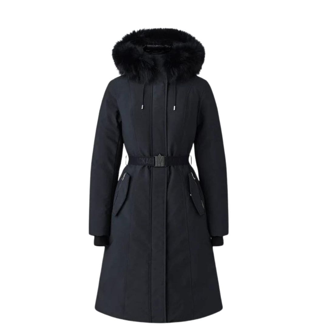 MACKAGE KAILYN FLARED DOWN COAT WITH BLUE FOX FUR HOOD