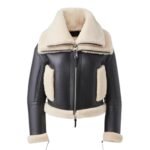 mackage penelopa sheepskin jacket with double collar