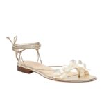 MAGDA BUTRYM WRAP AROUND PEARL SANDALS IN GOLD