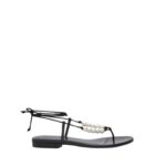MAGDA BUTRYM WRAP AROUND FLAT PEARLS SANDALS IN BLACK