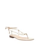 MAGDA BUTRYM WRAP AROUND FLAT PEARLS SANDALS IN CREAM