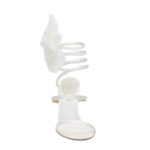 MAGDA BUTRYM SPIRAL SILK-ORGANZA FLOWER HEEL SANDALS IN CREAM
