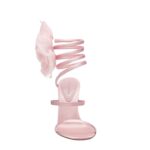 MAGDA BUTRYM SPIRAL SILK-ORGANZA FLOWER HEEL SANDALS IN PINK