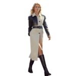 MACKAGE LEIKO MAXI TWO-TONED TWILL & LEATHER TRENCH