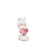 MAGDA BUTRYM PINK FLOWER WRAP AROUND CREAM SATIN HEEL SANDALS
