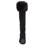 MAGDA BUTRYM TALL FAUX FUR SOCK BOOTS IN BLACK SATIN