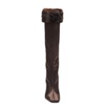 MAGDA BUTRYM TALL FAUX FUR SOCK BOOTS IN BROWN SATIN
