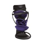 MAGDA BUTRYM DOUBLE PURPLE FLOWER HEEL SANDALS IN BLACK