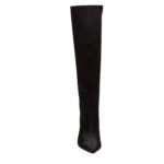 MAGDA BUTRYM TALL SATIN POINTED BOOTS IN BLACK