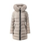 MACKAGE FCALLA AGILE-360 STRETCH LIGHT DOWN COAT WITH BLUE FOX FUR COLLAR