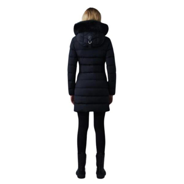 MACKAGE FCALLA AGILE-360 STRETCH LIGHT DOWN COAT WITH BLUE FOX FUR COLLARv